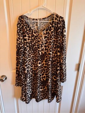 Lily Leopard-Print Tunic in Brown and Black